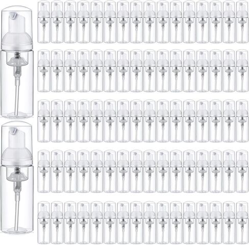 زجاجة صابون اسفنجية سعة 2 اونصة، موزعات بلاستيكية مع مضخات، زجاجات بلاستيكية صغيرة فارغة للسفر لصابون اليدين والشامبو والمطهر والسوائل القابلة لاعادة الملء 80 قطعة in Kuwait