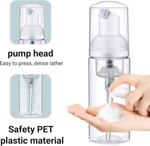زجاجة صابون اسفنجية سعة 2 اونصة، موزعات بلاستيكية مع مضخات، زجاجات بلاستيكية صغيرة فارغة للسفر لصابون اليدين والشامبو والمطهر والسوائل القابلة لاعادة الملء 80 قطعة in Kuwait