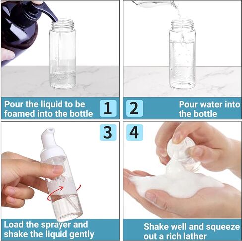 زجاجة صابون اسفنجية سعة 2 اونصة، موزعات بلاستيكية مع مضخات، زجاجات بلاستيكية صغيرة فارغة للسفر لصابون اليدين والشامبو والمطهر والسوائل القابلة لاعادة الملء 80 قطعة in Kuwait