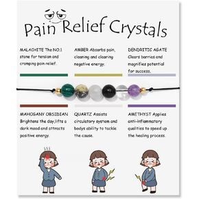 COLORFUL BLING Natural Stone 6mm Beads Crystal Stretch Bracelet Healing Stone Braided String Bracelet with Spiritual Card for Women Teen Yoga Balancing Protection Jewelry