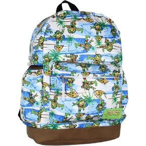 Teenage Mutant Ninja Turtles TMNT Pizza Fun School Travel Backpack With Faux Leather Bottom