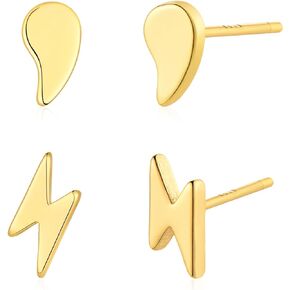 LOYATA Earring Stud Sets for Women 14K Gold Plated 925 Sterling Sliver Post Small Stud Earrings for Women Hypoallergenic Gold Trendy Jewelry for Women Girls