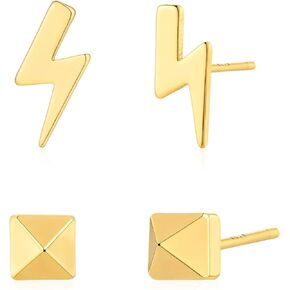 LOYATA Earring Stud Sets for Women 14K Gold Plated 925 Sterling Sliver Post Small Stud Earrings for Women Hypoallergenic Gold Trendy Jewelry for Women Girls in Saudi Arabia