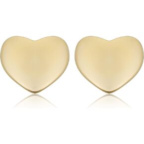 Kooljewelry 14k Gold Heart Stud Earrings (yellow gold or rose gold)