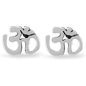 Boma Jewelry Sterling Silver Spiritual Om Symbol Stud Earrings