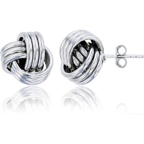 DECADENCE Sterling Silver Love Knot Stud Earrings for Women | 12mm Stud Earrings | Secure Friction Back Closure | 14k Plated Shiny Classic Earrings