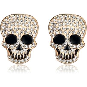 White Crystal Skull Stud Earrings For Women-Gift Packing