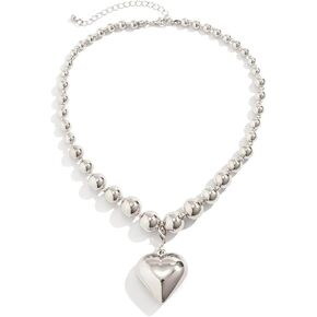 YBMYCM Heart Pendant Choker Necklaces Chunky Gold Bead Choker Necklaces for Women Girls Gifts Jewelry