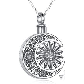 YAFEINI Sunflower Urn Necklace for Ashes 925 Sterling Silver Keepsake Memorial Funeral Cremation Jewelry for Ashes Pendant for Women