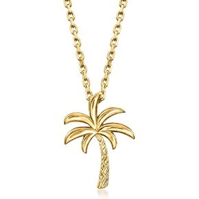 Ross-Simons 18kt Gold Over Sterling Palm Tree Pendant Necklace. 18 inches