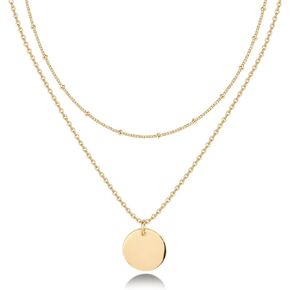 PAVOI 18K Gold Plated Layering Necklaces | Stylish Minimalist Design Pendant Necklaces | Butterfly, Heart, Lotus, Cross Pendants for Women (Coin, Vermeil - Yellow)