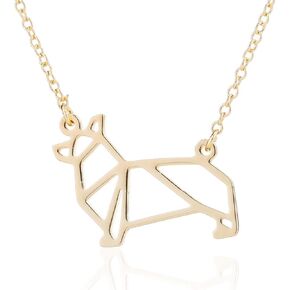 Cute Corgi Necklace - Dog Pendant Necklace, Origami Geometric Jewelry Corgi Gift Perfect For Dog Lovers, Dog Necklaces For Lovers Of Corgis, Gifts For Corgi Lovers