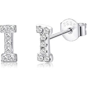 Sllaiss 925 فضة أقراط أولية للنساء مطلية بالذهب الأبيض صغيرة من الألف إلى الياء أقراط حروف كريستال نمساوي أقراط مجوهرات هدايا in Kuwait