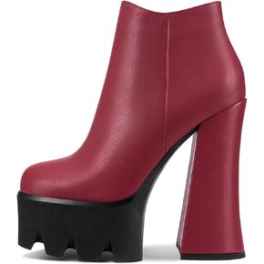 Castamere Women Chunky Block High Platform Heel Round Toe Ankle Boots Short Bootie Slip-on Zipper Dress Party Boots