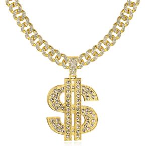 TOBENY Miami Cuban Link Pendant Chain for Men Women Silver Gold Plated Statement Big Butterfly Necklace Diamond Rhinestone Choker Necklace Iced Out Pendant Hip Hop Jewelry for Women Men