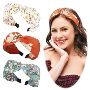 Cute Headbands for Women, Non Slip Women Headbands for Hair, Boho Fashion Women Headband, Satin Knotted Floral Head Bands for Women's Hair, Fashion Accessories for Women Girls 3PCS