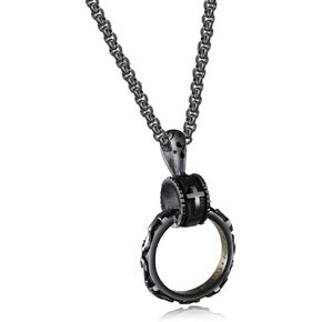 WULZST Cross Eternal Ring Pendant Necklace Stainless Steel Pendant Necklace for Men Women Best Friend Necklaces