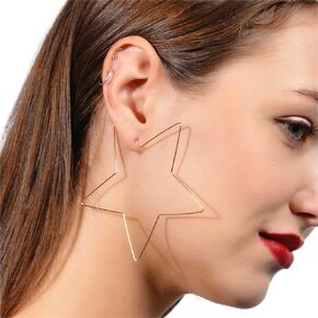 Erimberate Bohemian Large Star Earrings Exaggerated Star Hoop Earrings Gold Hollow Star Earrings Punk Geometric Hoop Earrings Jewelry for Women and Girls