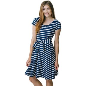 Hope & Henry Women's Short Sleeve Tie-Front Knit Dress