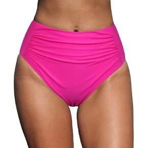 Mycoco Women Ruched High Waisted Bikini Bottom High Cut Swimsuit Bottoms