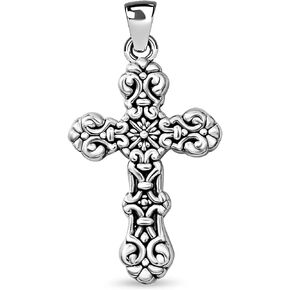 SHOP LC 925 Sterling Silver Cross Pendant for Men Oxidized Swirling Celtic Religious Women Jewelry Gifts for Women Catholic Faith Christian Birthday Gifts for Women