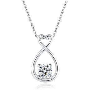 Agvana Valentines Day Gifts for Her 0.3 Carat Diamond Necklace for Women 14K White Gold Round-cut Lab Grown Diamond Solitaire Infinity Pendant Necklace (D-E Color, VS Clarity) Fine Jewelry Anniversary Birthday Gifts for Women