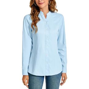Women's Basic Button Down Shirts Business Casual Tops Collar Work Wear Dress Shirt Slim Fit Blouse