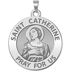 PicturesOnGold.com Saint Catherine of Alexandria Religious Medal - - 2/3 Inch Size of Dime, Sterling Silver