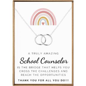 School counselor gifts for women, School counselor appreciation gifts, School counselor week gifts, Silver Double circles necklace