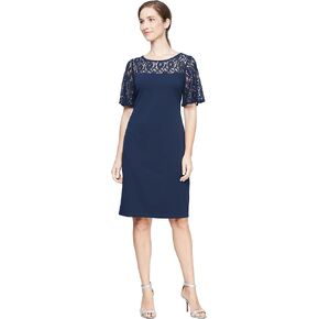 S.L. Fashions Women's Sequined Lace Short Sleeve Sheath Dress in Kuwait