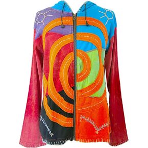 Agan Traders 356 RJ Boho Tie Dye Gypsy Hoodie Sweatshirt Rib Cotton Sweatshirt Jacket