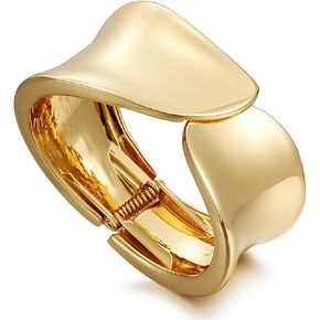 LENDPLEX Gold Cuff Bangle Bracelets for Women, 18K Gold Plated Wide Chunky Punk Cuff Bracelets Hammered Irregular Snake Link Wrist Cuff Wrap Bracelet in Kuwait