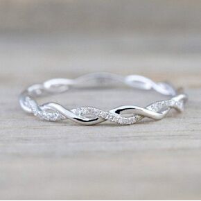 Yuren Twist Ring for Women Fashion 925 Sterling Silver Stack Twisted Ring Cubic Zirconia Diamond Ring Wedding Party Women Jewelry Size 6-10 (Size 10)