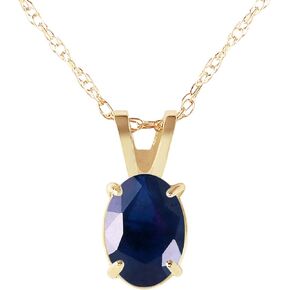 Galaxy Gold GG Genuine 14k Solid Gold with 1 Carat (CTW) Oval-shaped Natural Sapphire Pendant Necklace