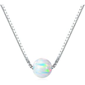 Sterling Silver 6mm Created Opal Choker Necklace - Choose Yellow Gold, Rose Gold, or Rhodium Finish