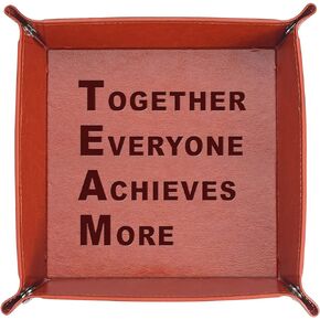Teamwork Gift Leather Tray Engraved Personalized Leather Valet Tray Team Building Employee Appreciation Gift for Coworkers Office Gifts (Together)