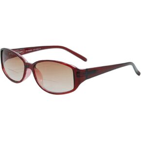 Stylish Tinted Reader Bifocal Sunglasses - Full-Rimmed, Oblong Frame Reading Glasses - Non-Polarized Lens - Black - 1.0x