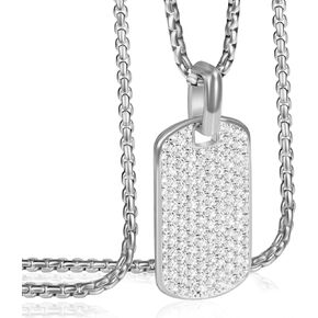 JadeAngel Designer Inspired Iced Out Pendant Necklace Pave Zircons Dog Tag Necklace for Men Women Gift with 20 Inch Chain