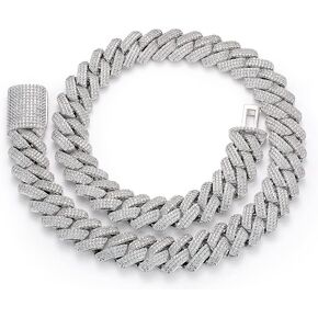 MLENS 25MM Iced Out Cuban Link Chain Hip Hop 18K White Gold/Real Gold Plated 5A Cubic-Zirconia Necklace for Women Miami Rapper Bling Diamond Choker Jewelry Gift for Men