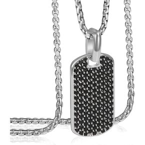 JadeAngel Designer Inspired Iced Out Pendant Necklace Pave Zircons Dog Tag Necklace for Men Women Gift with 20 Inch Chain
