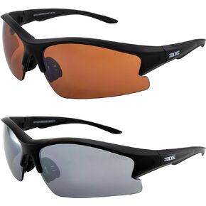 2 Epoch Golf Sport Sunglasses Black with Smoke Lens and Black with Amber Lens