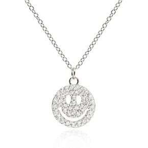 CZ Smiley Face Necklace for Women Cubic Zirconia Dainty Smile Necklace for Teen Girls Cute Happy Face Pendant Necklace Gold Plated Preppy Jewelry Simulated Diamond [SMN-S-1] in Kuwait