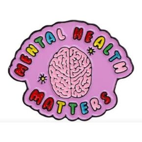 Mental Health Matters Awareness Anxiety Depression Mind Brain 1.25" Enamel Pin Badge