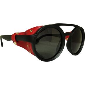 polarized windproof round sunglasses with Leather Side Shield uv 400 steampunk hiking and fishing sunglasses
