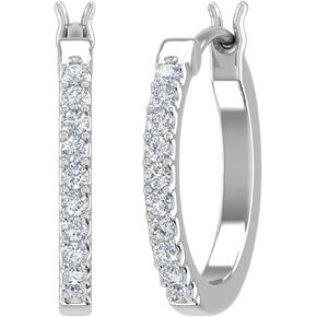1/10 Carat Diamond Ladies Small Hoop Earrings in 10K Gold