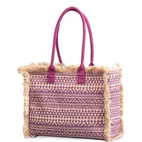 Women Canvas Handbag Ethnic Style Tote Bag Retro Shoulder Bag with Tassels Summer Beach Bag Bohemian Top Handle Bag