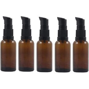 6 Pcs 30ml Amber Glass Travel Bottles for Toiletries Refillable Travel Size Liquid Containers Glass Lotion Pump Bottle Mini Soap Pump Dispenser Cosmetic Container Bottle Travel Accessories