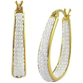 Crystal Hoop Earrings,White And Gold Plated Inside Out Crystal Hoop Earrings For Women