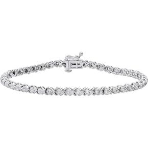 Dazzlingrock Collection 0.25 Carat (ctw) Round White Diamond Ladies XO Tennis Bracelet 1/4 CT, Sterling Silver