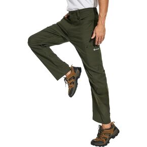 Men's Stretch Lightweight Hiking Cargo Pants UPF 50+ Cropped with Roll-Up Leg Snaps Water Resistant Straight Fit